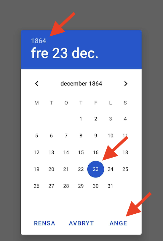Datumväljare för Android